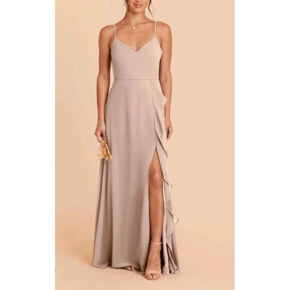Birdy Grey Bridesmaid Theresa Dress Women's  Sz L Almond  Prom Long Sleeveless